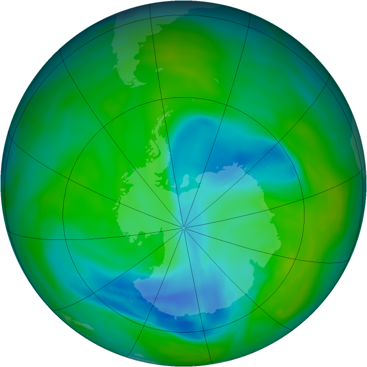 Antarctic ozone map for 06 December 2005